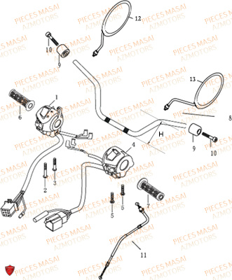 Guidon MASAI Pièces Moto BLACK ROD 125cc II