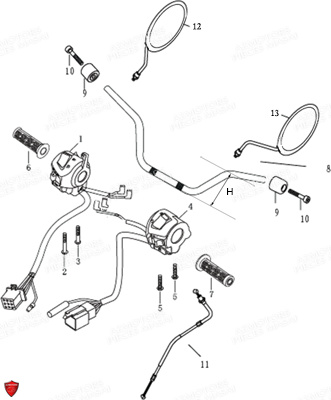 GUIDON COMODO RETROVISEURS pour BLACK ROD 125 II