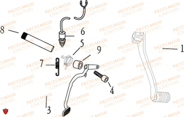 Pedale Frein MASAI Pièces Moto BLACK ROD 125cc II