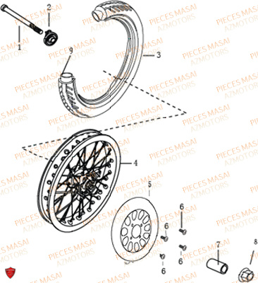 Roue Avant MASAI Pièces Moto BLACK ROD 125cc II