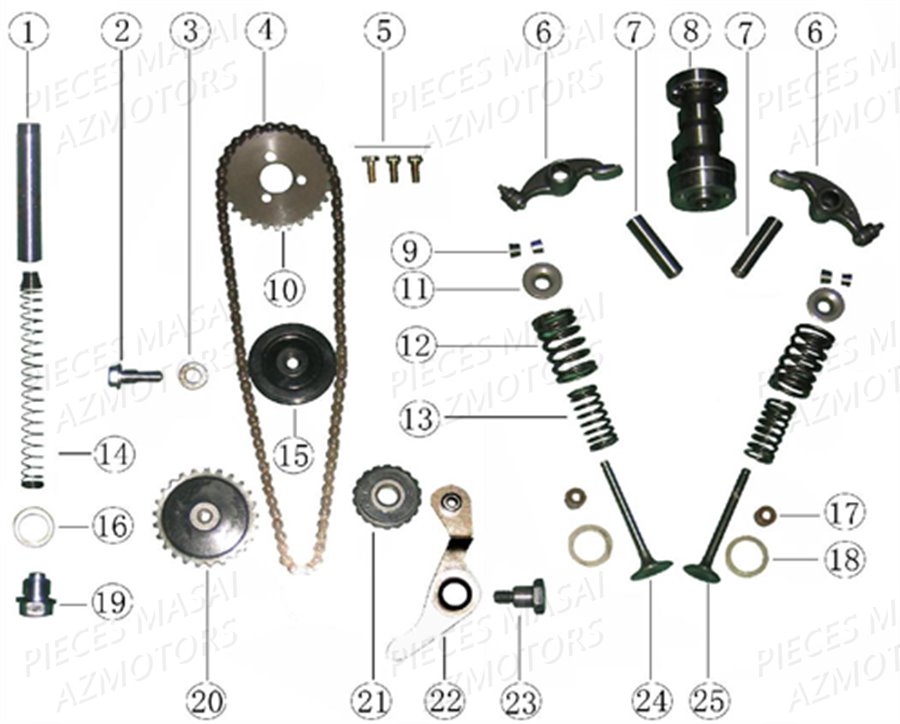 ARBRE A CAMES SOUPAPES AZMOTORS BLACK ROD 50