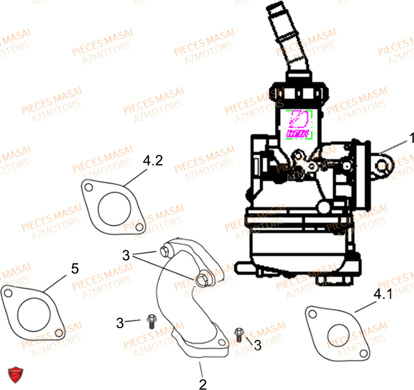 Carburateur MASAI Pièces Moto BLACK ROD 50cc