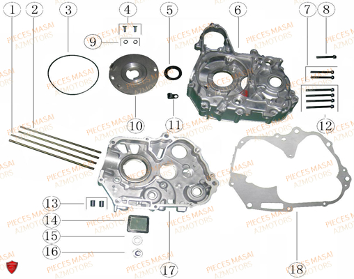 Carters Moteur MASAI Pièces Moto BLACK ROD 50cc