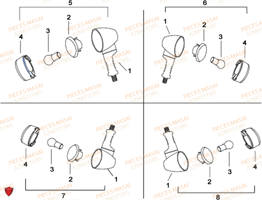 Clignotants MASAI Pièces Moto BLACK ROD 50cc