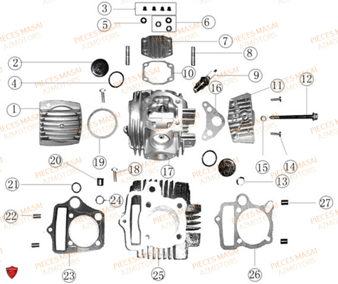 Cylindre MASAI Pièces Moto BLACK ROD 50cc