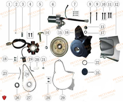 Demarreur MASAI Pièces Moto BLACK ROD 50cc