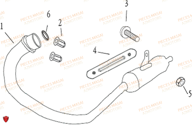 Echappement AZMOTORS Pièces Moto BLACK ROD 50cc