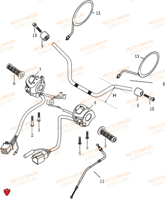 Guidon AZMOTORS Pièces Moto BLACK ROD 50cc