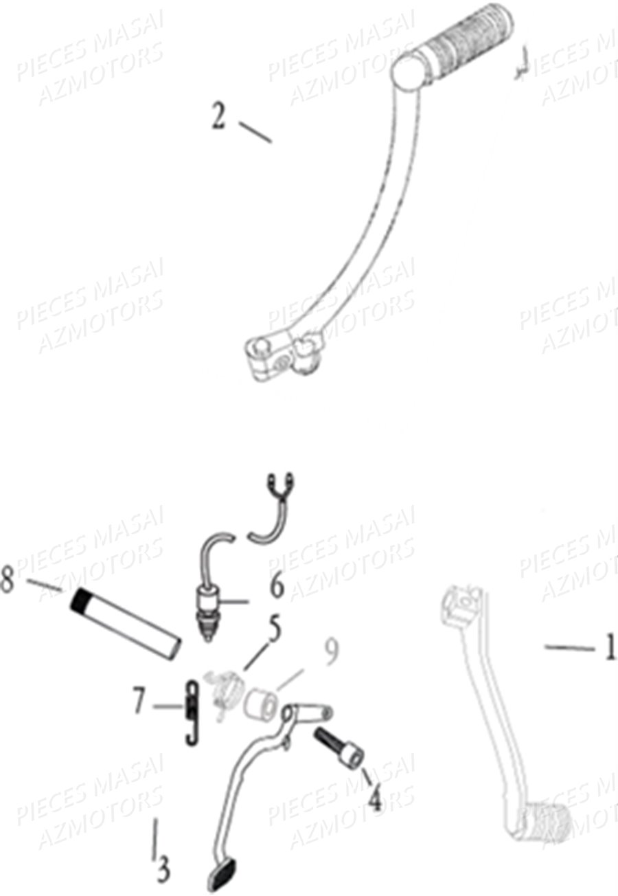 PEDALE FREIN SELECTEUR VITESSES AZMOTORS BLACK ROD 50