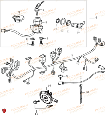 Systeme Electrique MASAI Pièces Moto BLACK ROD 50cc