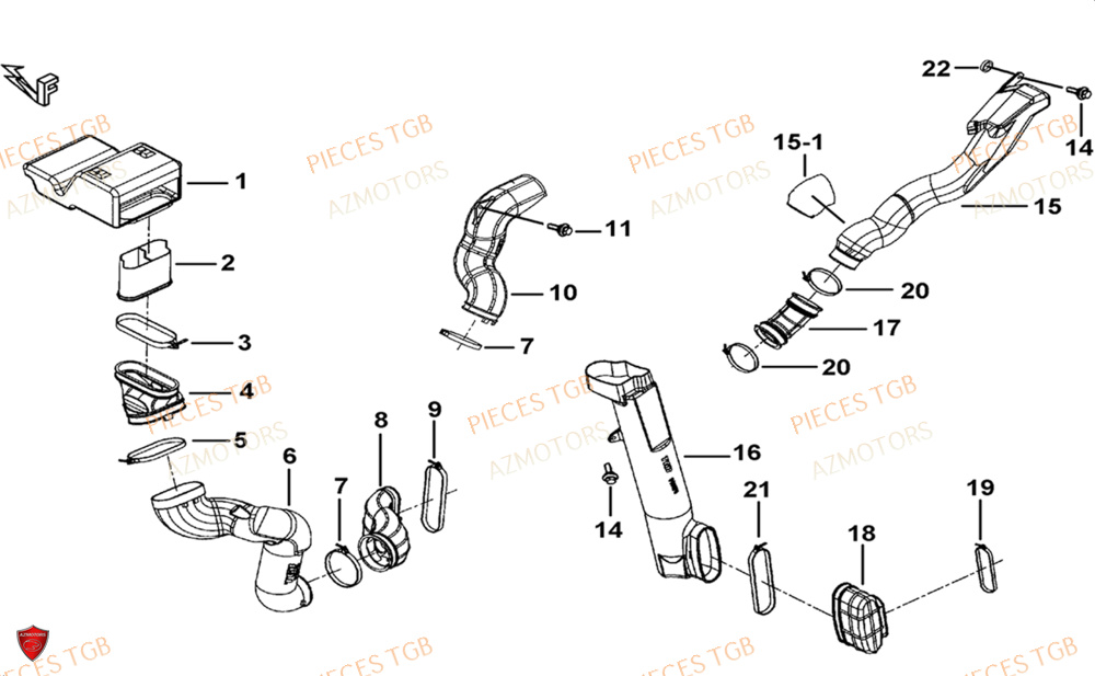 Admission Air Variateur AZMOTORS Pieces TGB BLADE 1000 LTX 2026 (No Serie RFCETTTBJ.. Type: ETT-JJ)