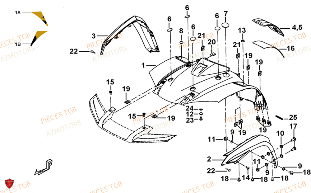 Carrosserie Avant AZMOTORS Pieces TGB BLADE 1000 LTX 2026 (No Serie RFCETTTBJ.. Type: ETT-JJ)