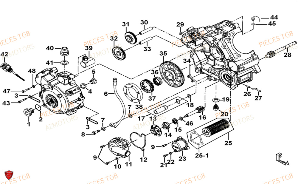 Carter Moteur Droit AZMOTORS Pieces TGB BLADE 1000 LTX 2026 (No Serie RFCETTTBJ.. Type: ETT-JJ)