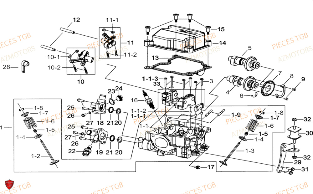 Culasse AZMOTORS Pieces TGB BLADE 1000 LTX 2026 (No Serie RFCETTTBJ.. Type: ETT-JJ)