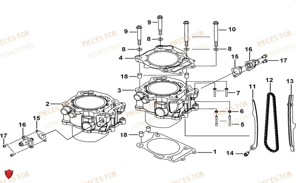 Cylindre AZMOTORS Pieces TGB BLADE 1000 LTX 2026 (No Serie RFCETTTBJ.. Type: ETT-JJ)