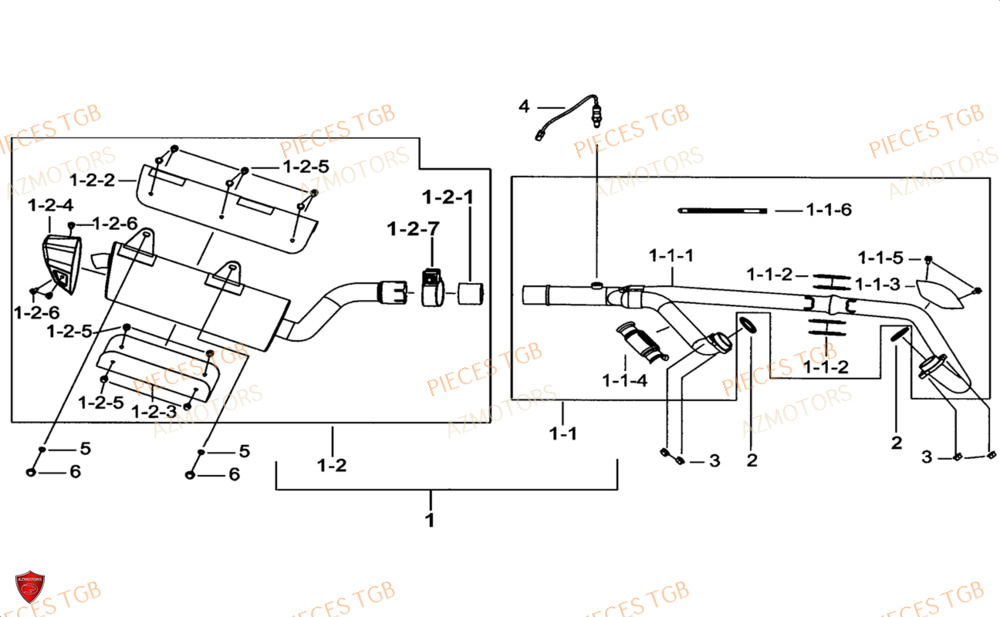 Echappement AZMOTORS Pieces TGB BLADE 1000 LTX 2026 (No Serie RFCETTTBJ.. Type: ETT-JJ)