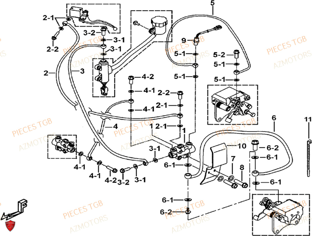 Frein Arriere AZMOTORS Pieces TGB BLADE 1000 LTX 2026 (No Serie RFCETTTBJ.. Type: ETT-JJ)