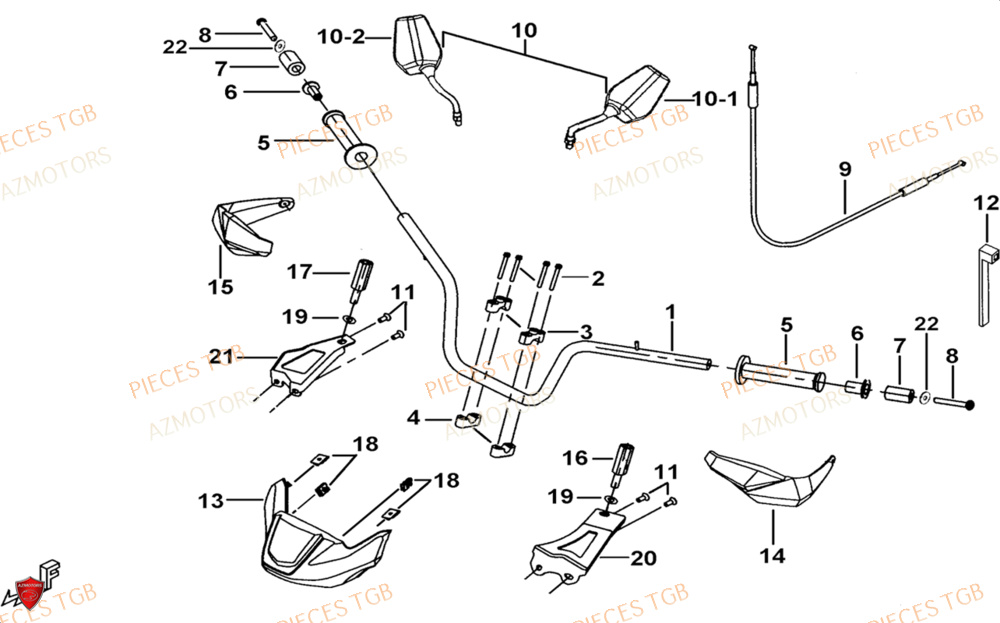 Guidon AZMOTORS Pieces TGB BLADE 1000 LTX 2026 (No Serie RFCETTTBJ.. Type: ETT-JJ)