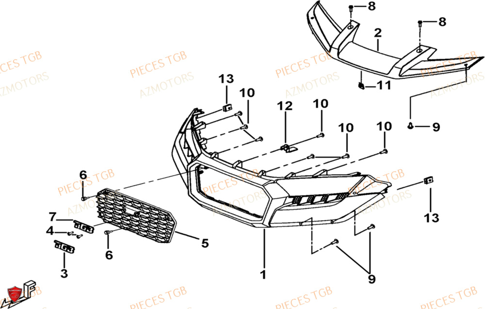 Pare Chocs AZMOTORS Pieces TGB BLADE 1000 LTX 2026 (No Serie RFCETTTBJ.. Type: ETT-JJ)