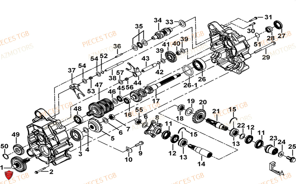 Transmission 1 AZMOTORS Pieces TGB BLADE 1000 LTX 2026 (No Serie RFCETTTBJ.. Type: ETT-JJ)