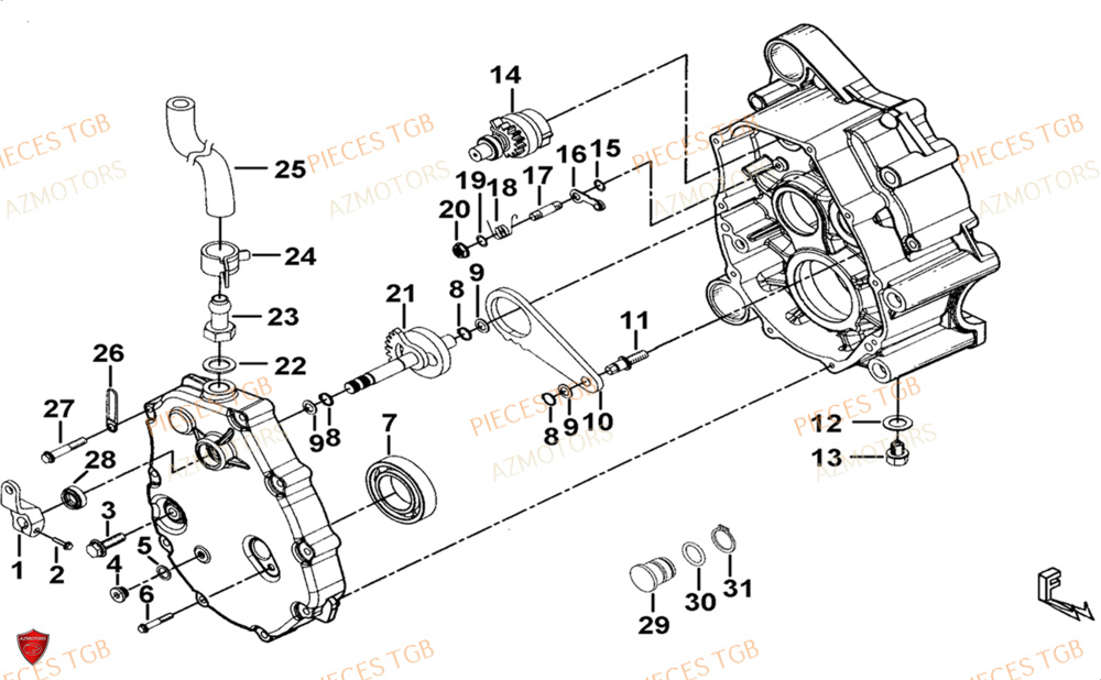 Transmission 2 AZMOTORS Pieces TGB BLADE 1000 LTX 2026 (No Serie RFCETTTBJ.. Type: ETT-JJ)