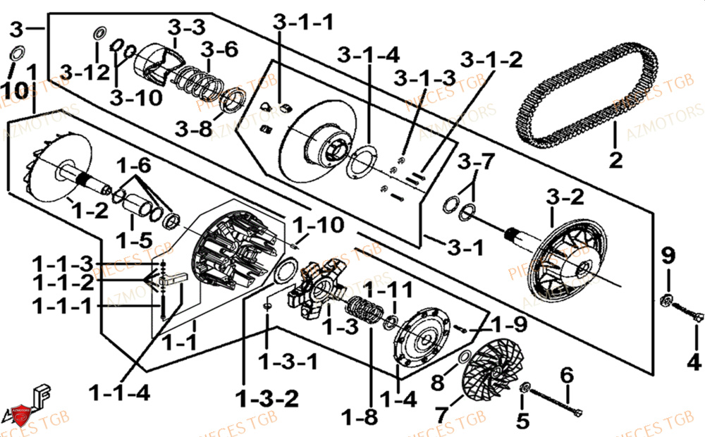 Variateur AZMOTORS Pieces TGB BLADE 1000 LTX 2026 (No Serie RFCETTTBJ.. Type: ETT-JJ)