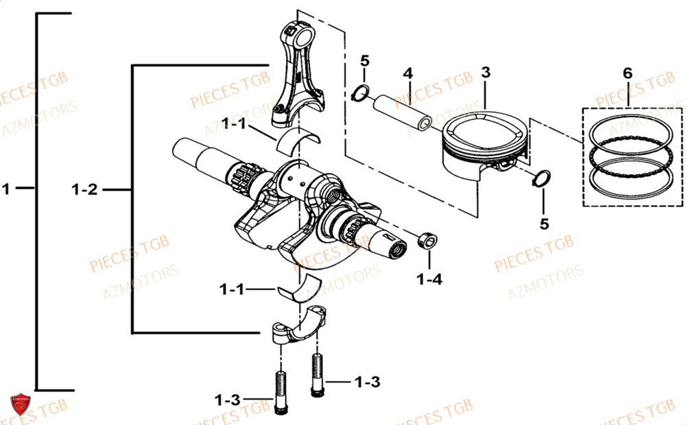 Vilebrequin AZMOTORS Pieces TGB BLADE 1000 LTX 2026 (No Serie RFCETTTBJ.. Type: ETT-JJ)