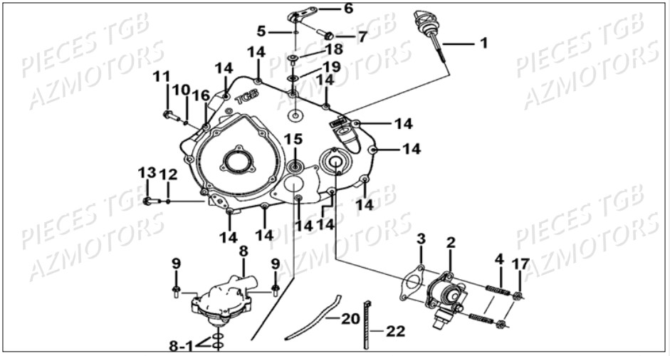 Cache Carter Moteur Gauche 2 TGB Pieces TGB BLADE 500 SL EFI (No Serie RFCFTGTBB...Type: FTG-HDE)