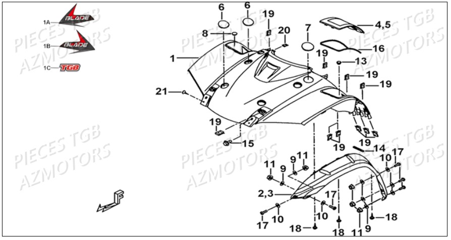 Carrosserie Avant TGB Pieces TGB BLADE 500 SL EFI (No Serie RFCFTGTBB...Type: FTG-HDE)