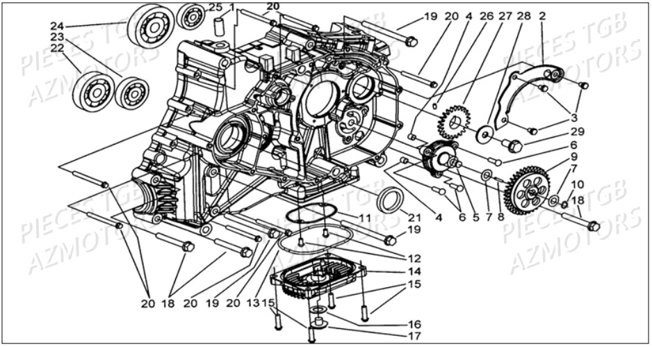 Carter Moteur Droit TGB Pieces TGB BLADE 500 SL EFI (No Serie RFCFTGTBB...Type: FTG-HDE)
