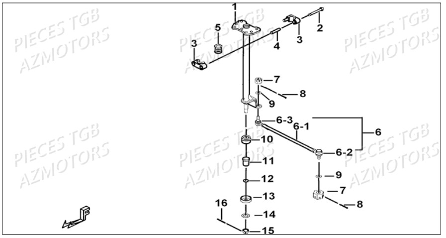 Colonne Direction Sans Eps TGB Pieces TGB BLADE 500 SL EFI (No Serie RFCFTGTBB...Type: FTG-HDE)
