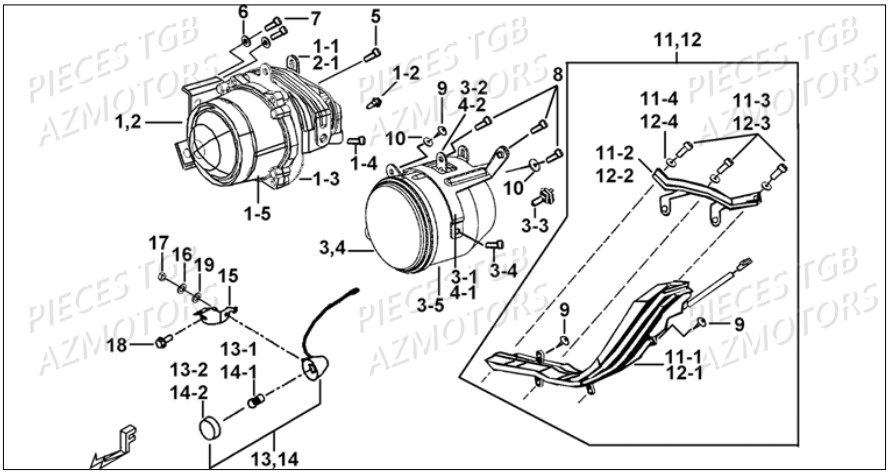 Eclairage Avant TGB Pieces TGB BLADE 500 SL EFI (No Serie RFCFTGTBB...Type: FTG-HDE)