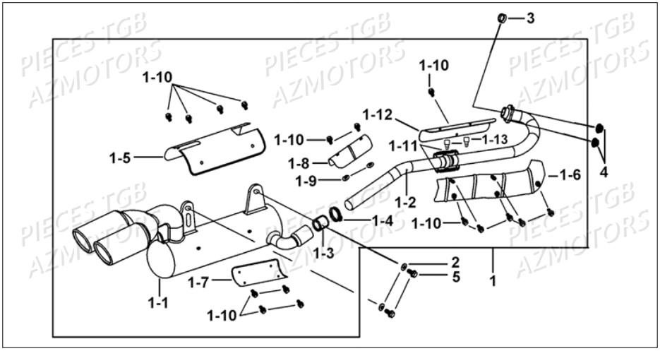 Ensemble Echappement TGB Pieces TGB BLADE 500 SL EFI (No Serie RFCFTGTBB...Type: FTG-HDE)