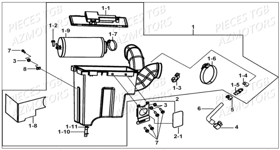 Ensemble Filtre A Air TGB Pieces TGB BLADE 500 SL EFI (No Serie RFCFTGTBB...Type: FTG-HDE)
