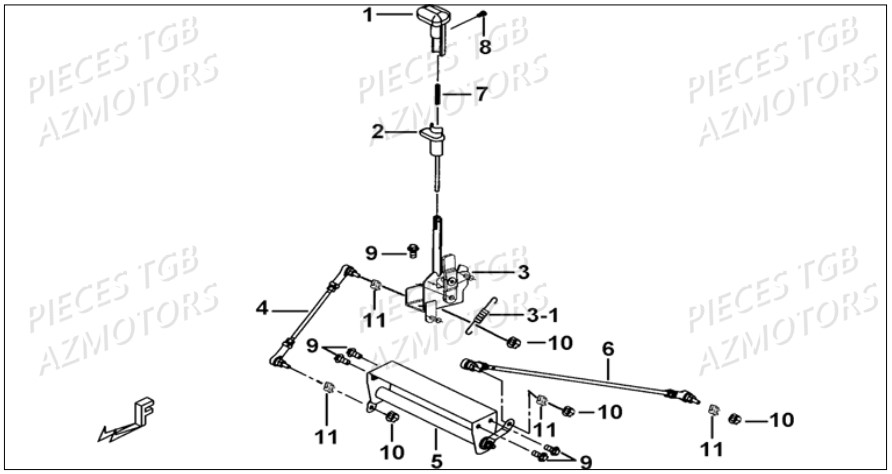 Levier De Vitesses TGB Pieces TGB BLADE 500 SL EFI (No Serie RFCFTGTBB...Type: FTG-HDE)