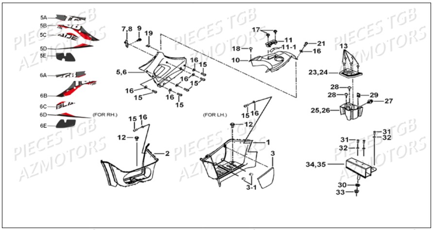 Marche Pied TGB Pieces TGB BLADE 500 SL EFI (No Serie RFCFTGTBB...Type: FTG-HDE)