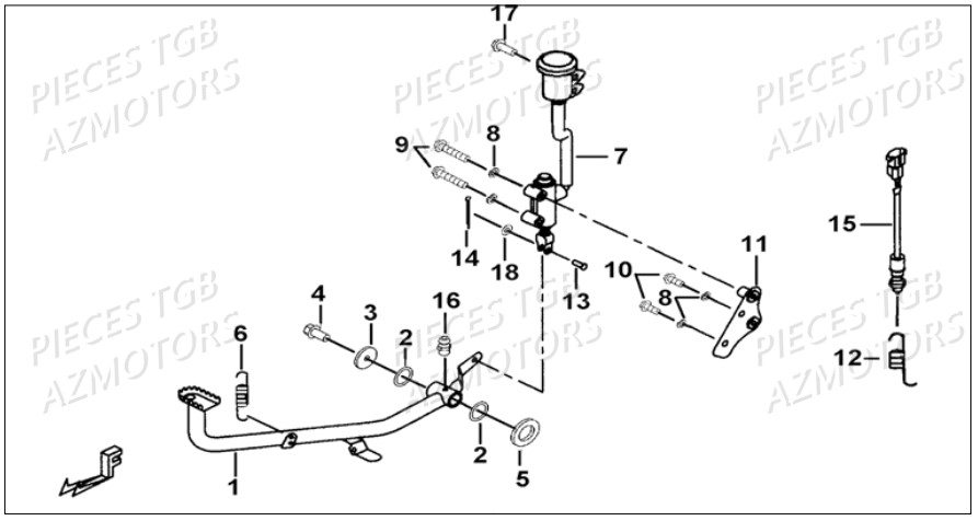 Pedale De Frein TGB Pieces TGB BLADE 500 SL EFI (No Serie RFCFTGTBB...Type: FTG-HDE)