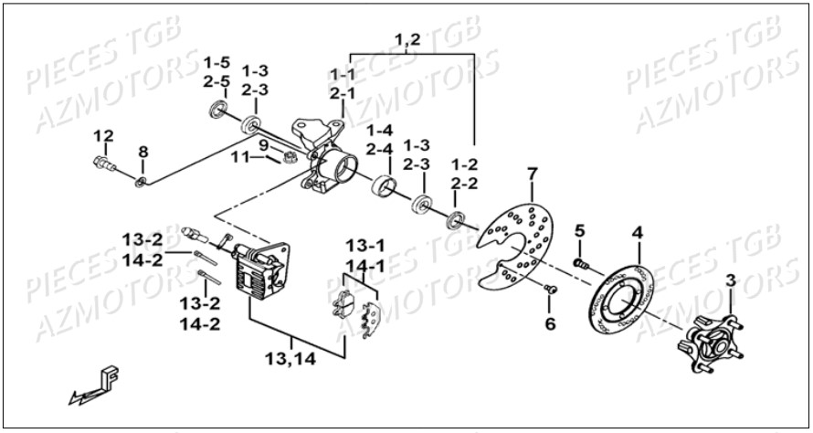 Porte Fusee De Direction TGB Pieces TGB BLADE 500 SL EFI (No Serie RFCFTGTBB...Type: FTG-HDE)