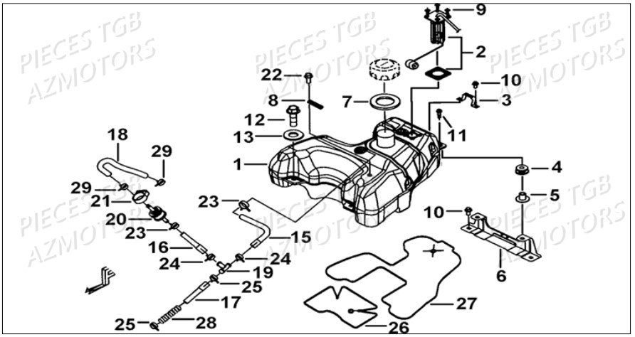 Reservoir A Carburant TGB Pieces TGB BLADE 500 SL EFI (No Serie RFCFTGTBB...Type: FTG-HDE)