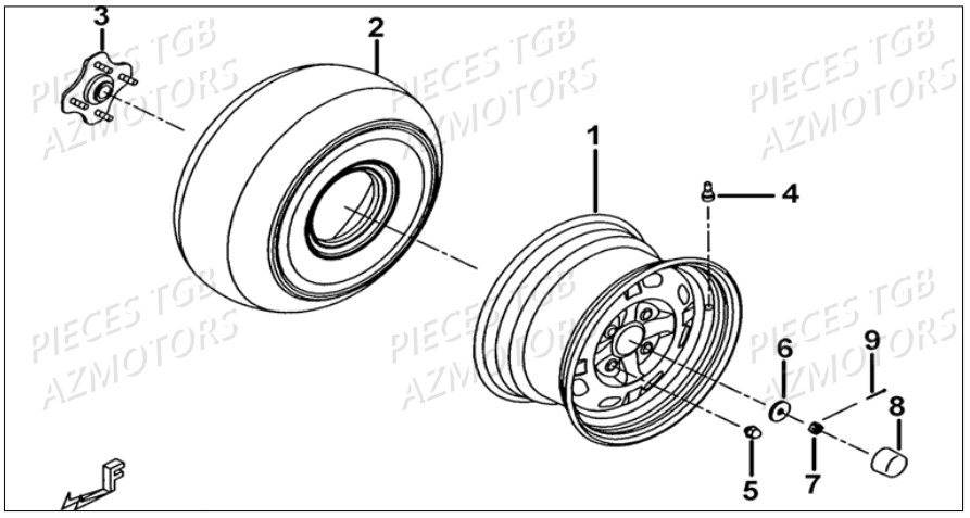 Roues Arriere TGB Pieces TGB BLADE 500 SL EFI (No Serie RFCFTGTBB...Type: FTG-HDE)