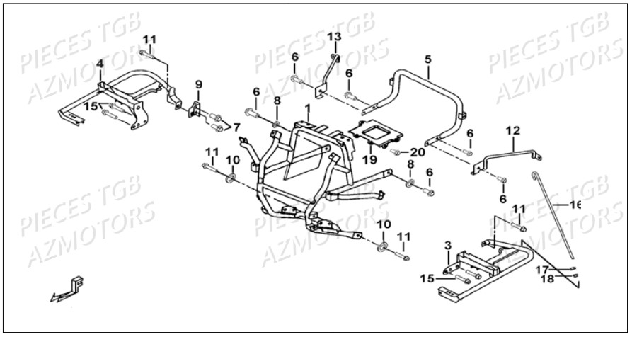 Support Pare Chocs TGB Pieces TGB BLADE 500 SL EFI (No Serie RFCFTGTBB...Type: FTG-HDE)