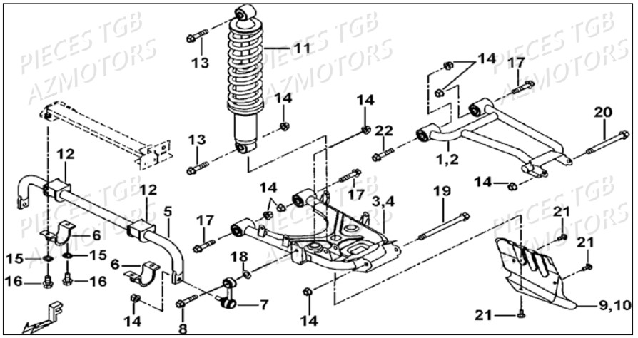 Suspension Arriere TGB Pieces TGB BLADE 500 SL EFI (No Serie RFCFTGTBB...Type: FTG-HDE)