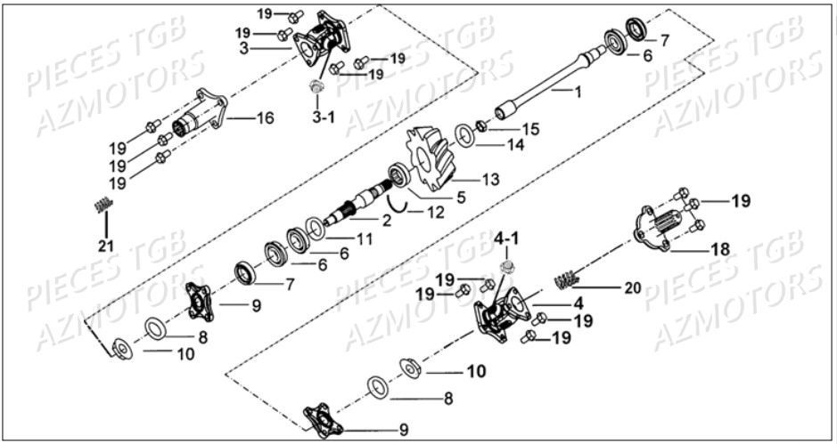 Systeme De Transmission TGB Pieces TGB BLADE 500 SL EFI (No Serie RFCFTGTBB...Type: FTG-HDE)