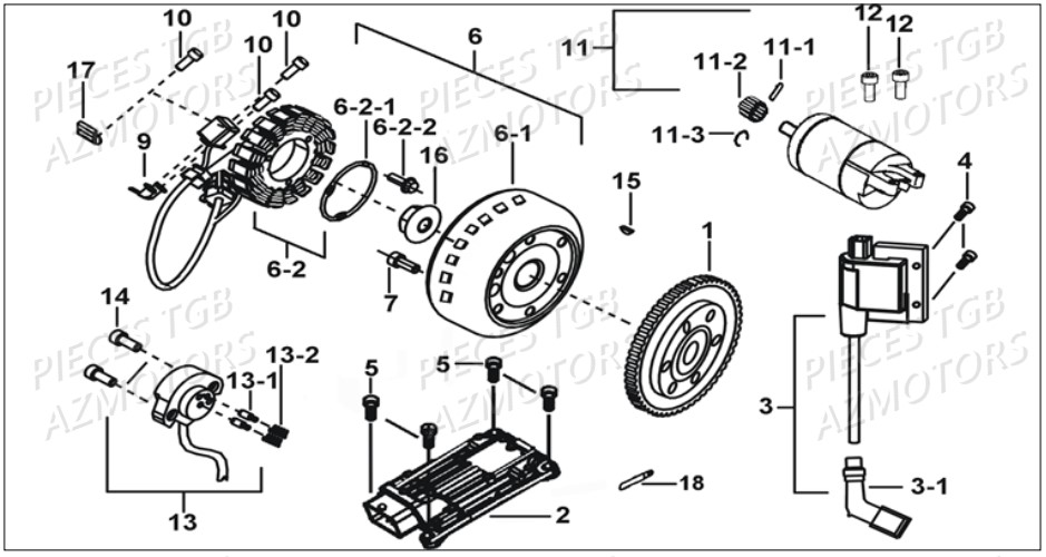Systeme Electrique 1 TGB Pieces TGB BLADE 500 SL EFI (No Serie RFCFTGTBB...Type: FTG-HDE)