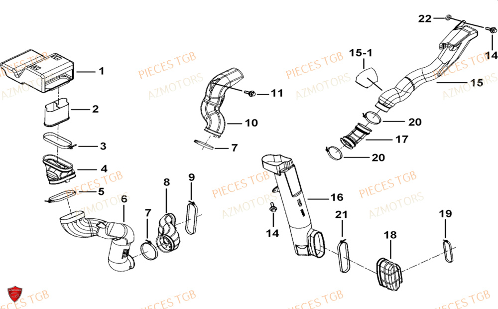 Admission Air Variateur AZMOTORS Pieces TGB BLADE 1000 LTX ABS (No Serie RFCETTTBG.. Type: ETT-JJ)