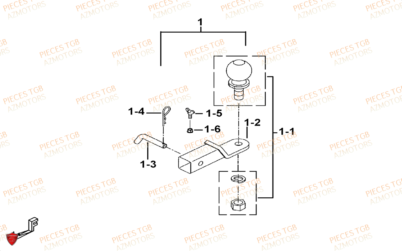 Attelage (option) AZMOTORS Pieces TGB BLADE 1000 LTX ABS (No Serie RFCETTTBG.. Type: ETT-JJ)