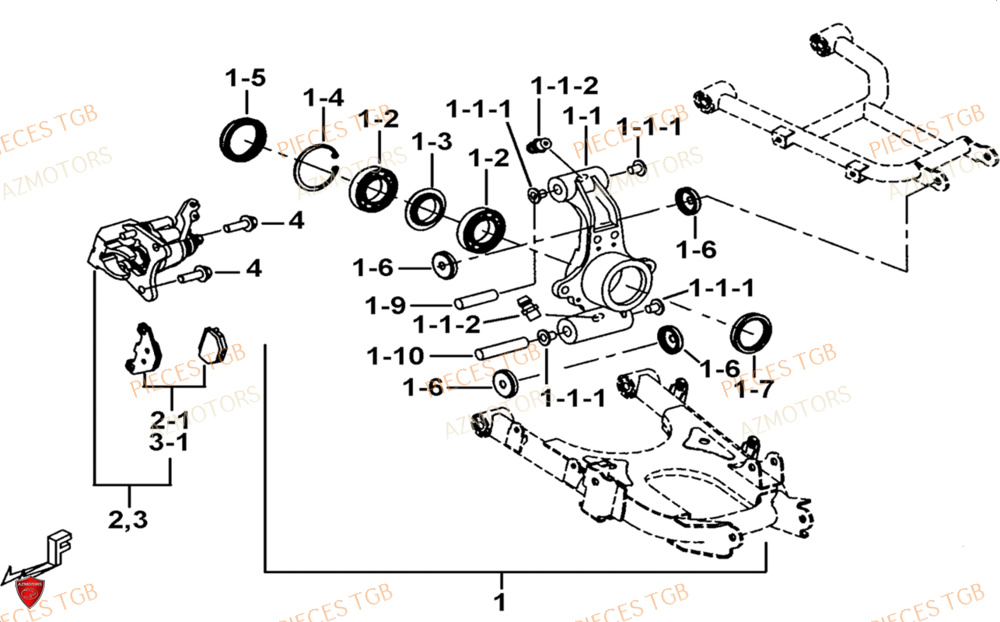 Axe Arriere AZMOTORS Pieces TGB BLADE 1000 LTX ABS (No Serie RFCETTTBG.. Type: ETT-JJ)