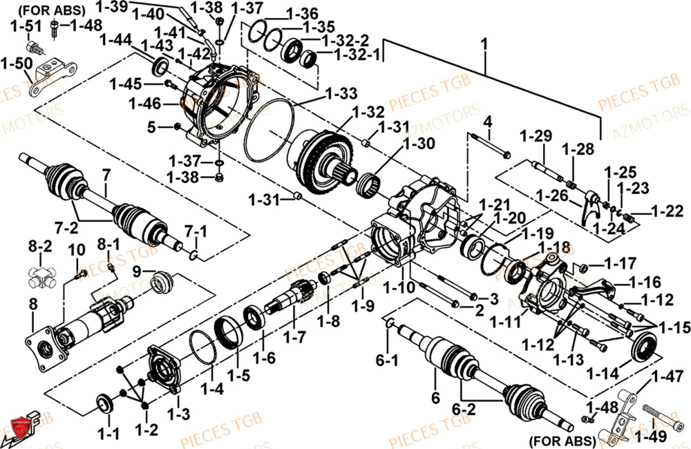 Blocage Differentiel Arriere AZMOTORS Pieces TGB BLADE 1000 LTX ABS (No Serie RFCETTTBG.. Type: ETT-JJ)