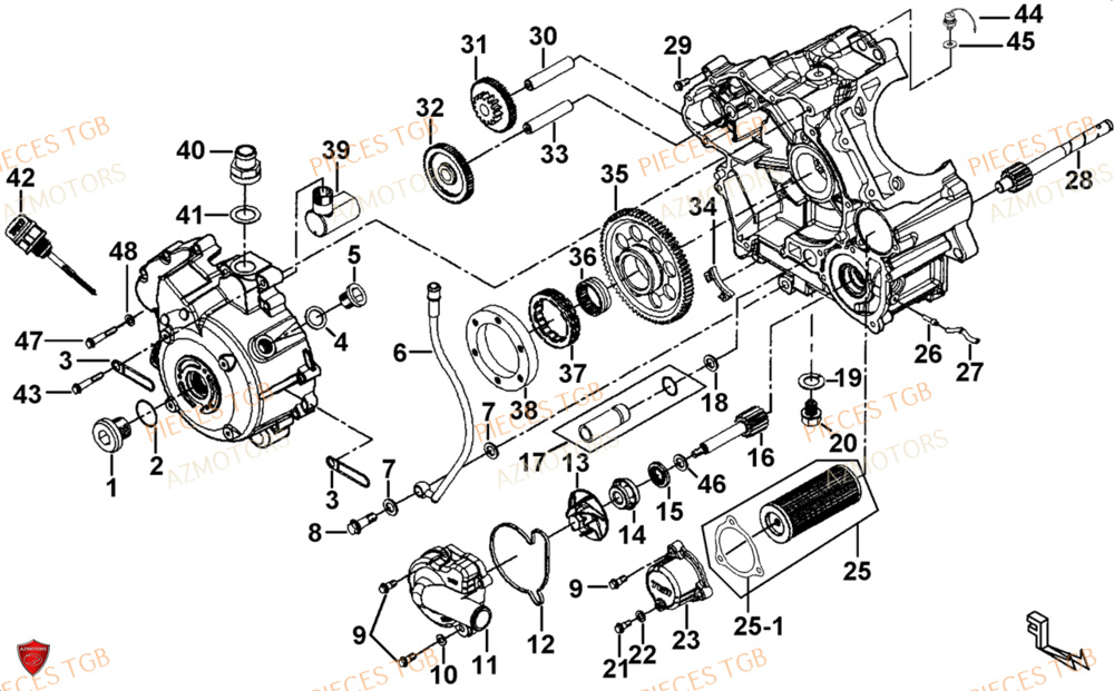 Carter Moteur Droit AZMOTORS Pieces TGB BLADE 1000 LTX ABS (No Serie RFCETTTBG.. Type: ETT-JJ)
