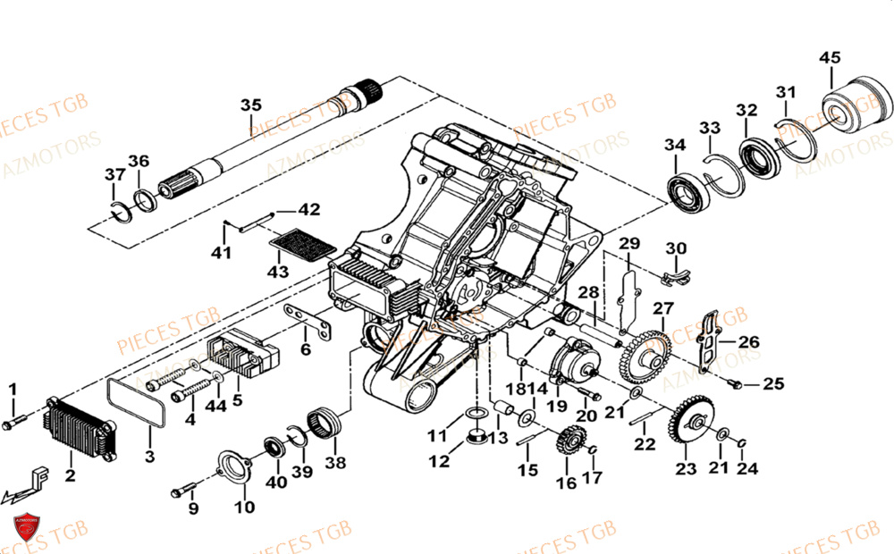 Carter Moteur Gauche AZMOTORS Pieces TGB BLADE 1000 LTX ABS (No Serie RFCETTTBG.. Type: ETT-JJ)